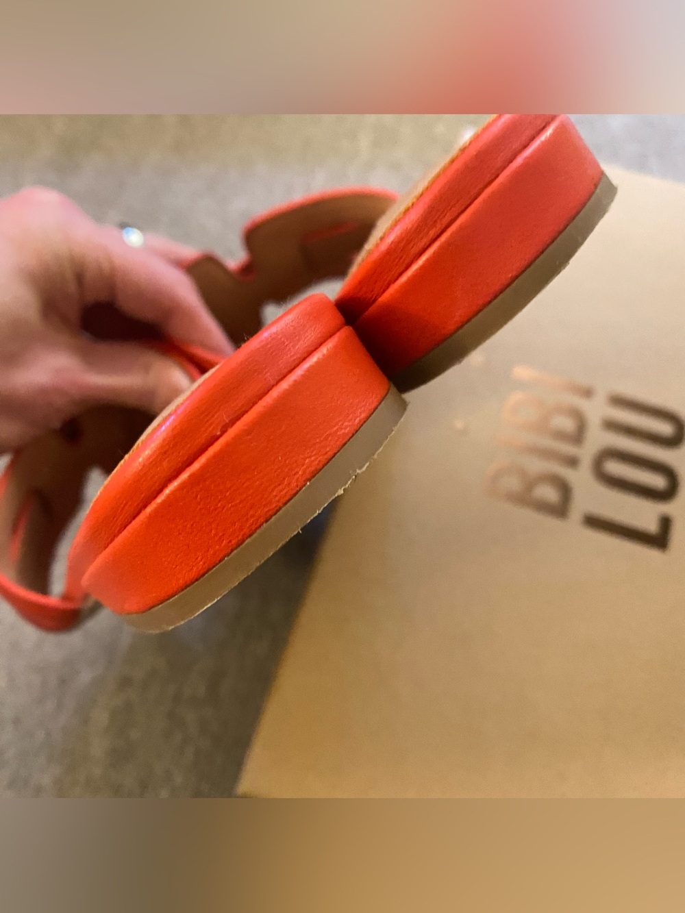 Bibi Lou Holly Flats Leather Open Toe Sandals Burnt Orange Red Slide 7 EU 37 - Picture 14 of 16